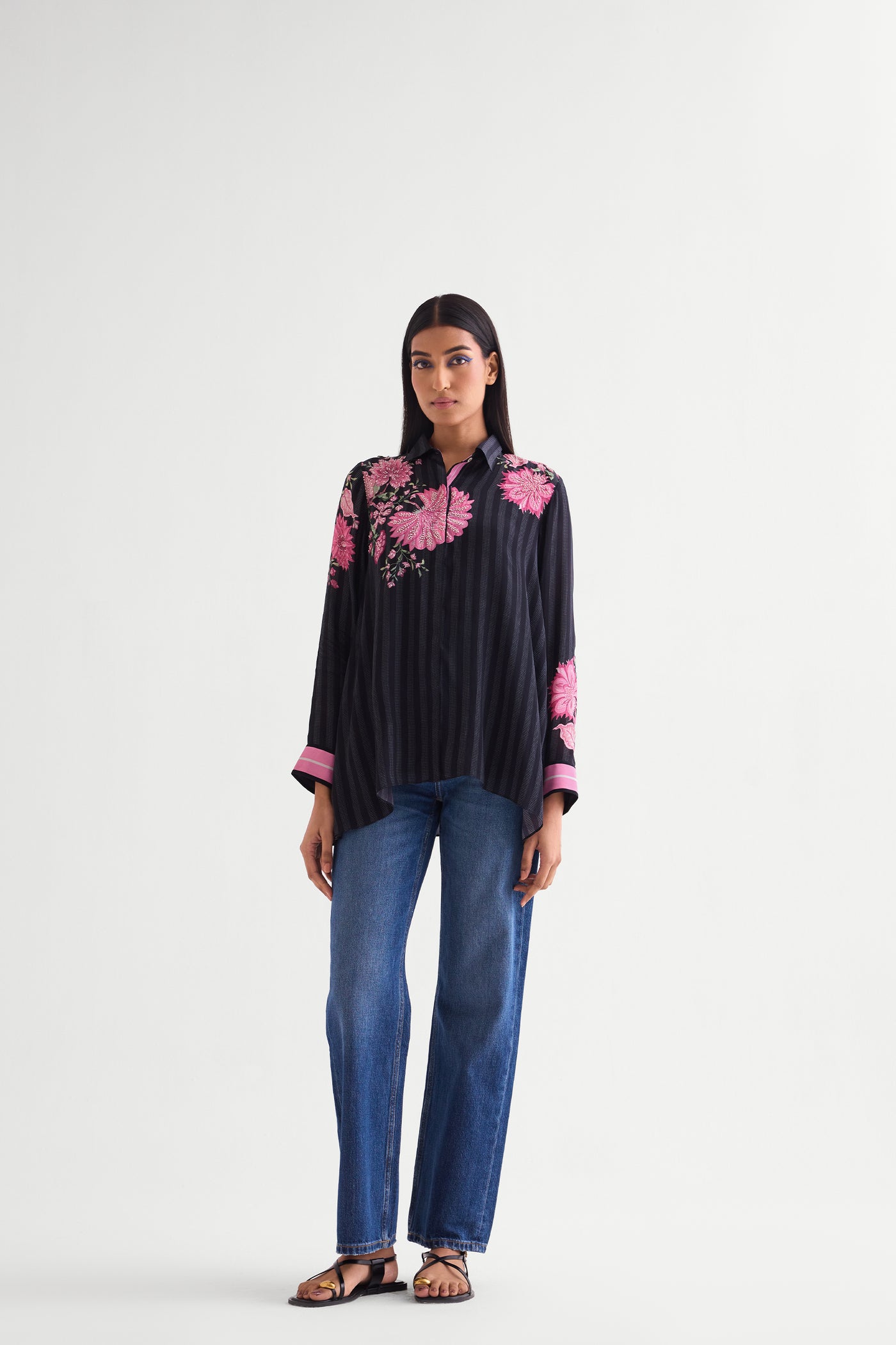 Namrata Joshipura Floret Hankerchief Shirt indian designer wear online shopping melange singapore
