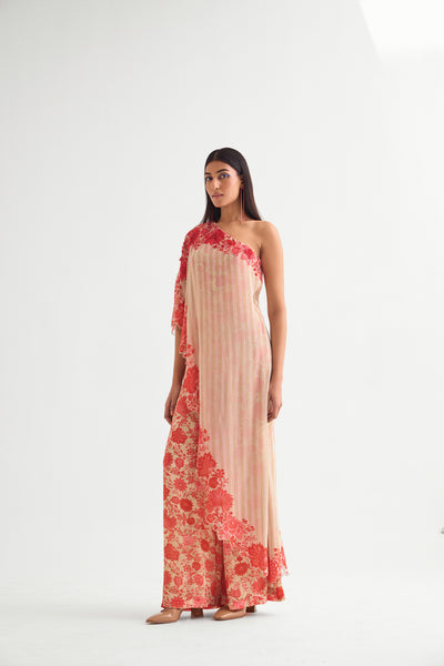 Namrata Joshipura Floret One Offshoulder Jumpsuit indian designer wear online shopping melange singapore