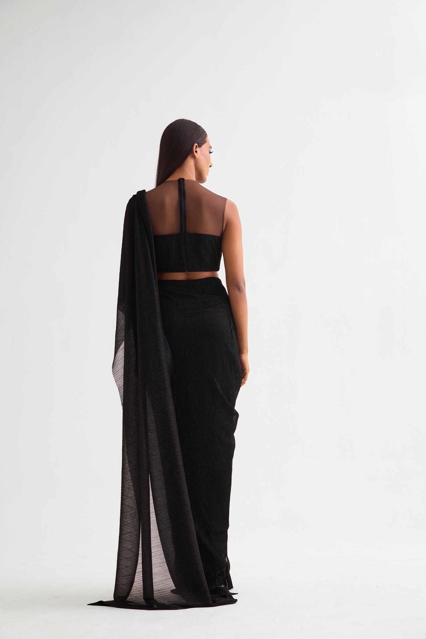 Namrata Joshipura Flow Wave Corset Blouse With Draped Saree indian designer wear online shopping melange singapore