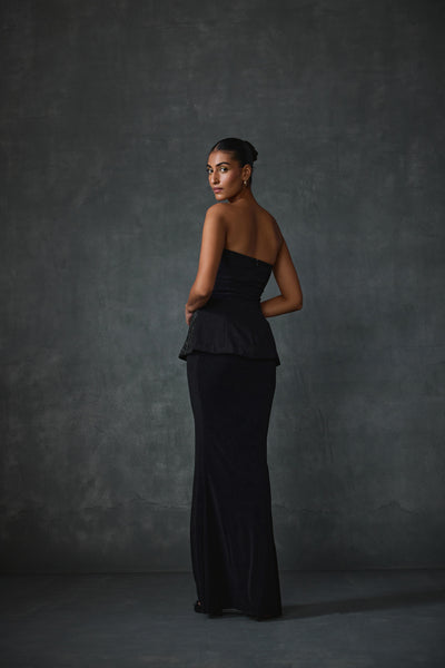 Namrata Joshipura Glissara Offshoulder Devil Peplum Top With Skirt Set indian designer wear online shopping melange singapore
