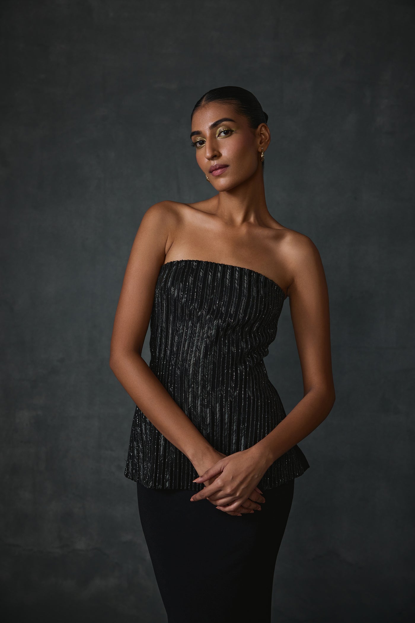 Namrata Joshipura Glissara Offshoulder Devil Peplum Top With Skirt Set indian designer wear online shopping melange singapore
