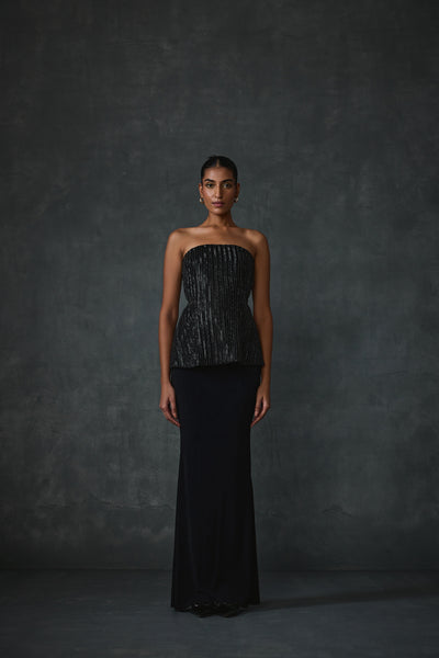Namrata Joshipura Glissara Offshoulder Devil Peplum Top With Skirt Set indian designer wear online shopping melange singapore
