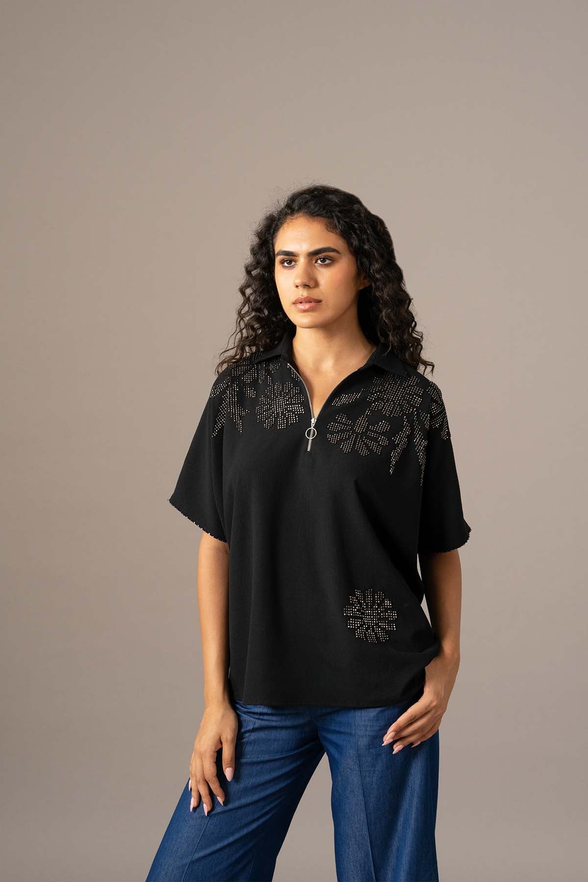 Namrata Joshipura Grace Backtie Zipper Top indian designer wear online shopping melange singapore 
