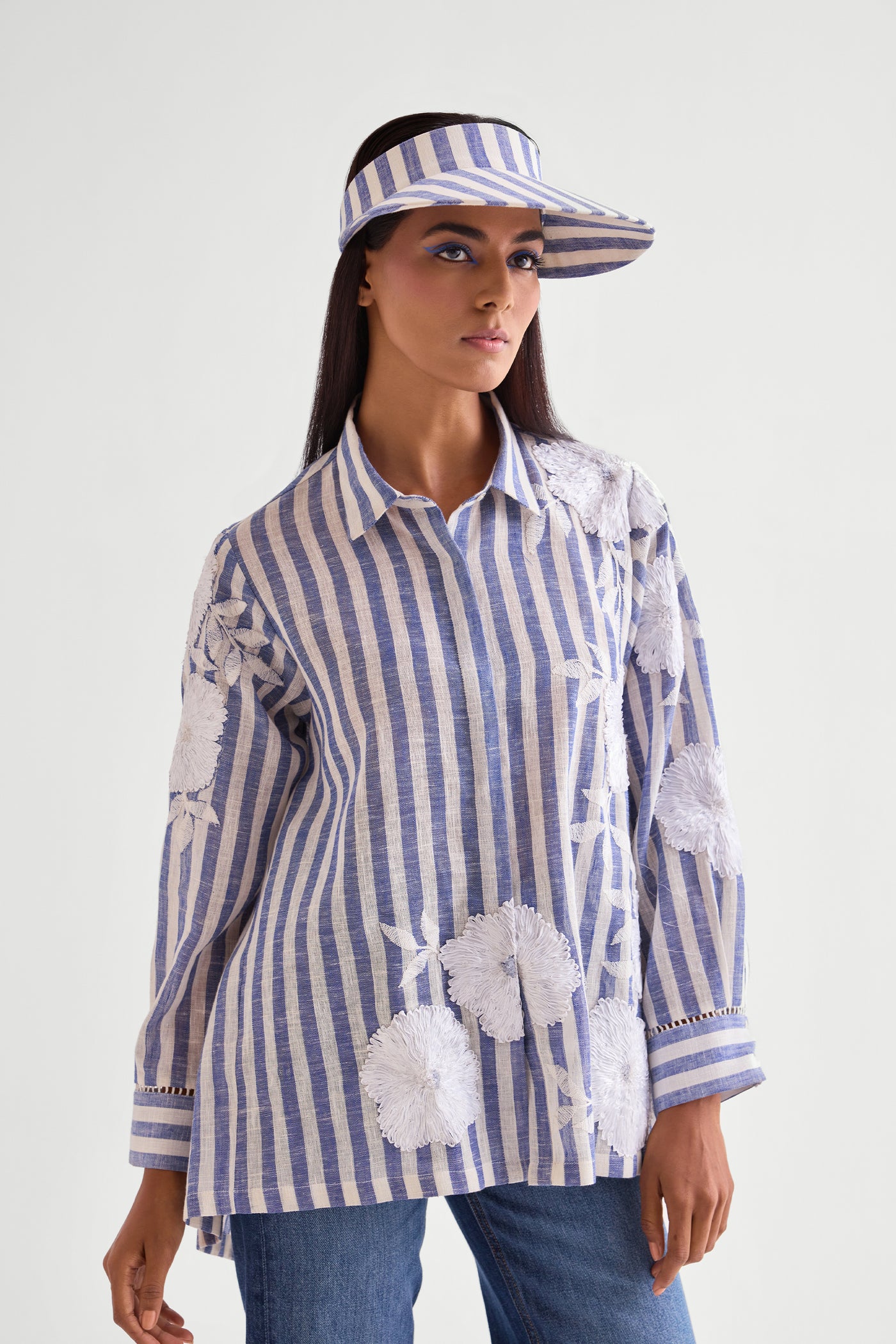 Namrata Joshipura Hazel Stripe Shirt indian designer wear online shopping melange singapore

