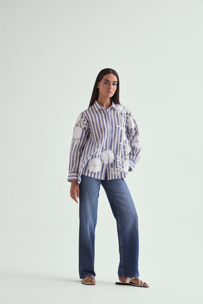 Namrata Joshipura Hazel Stripe Shirt indian designer wear online shopping melange singapore
