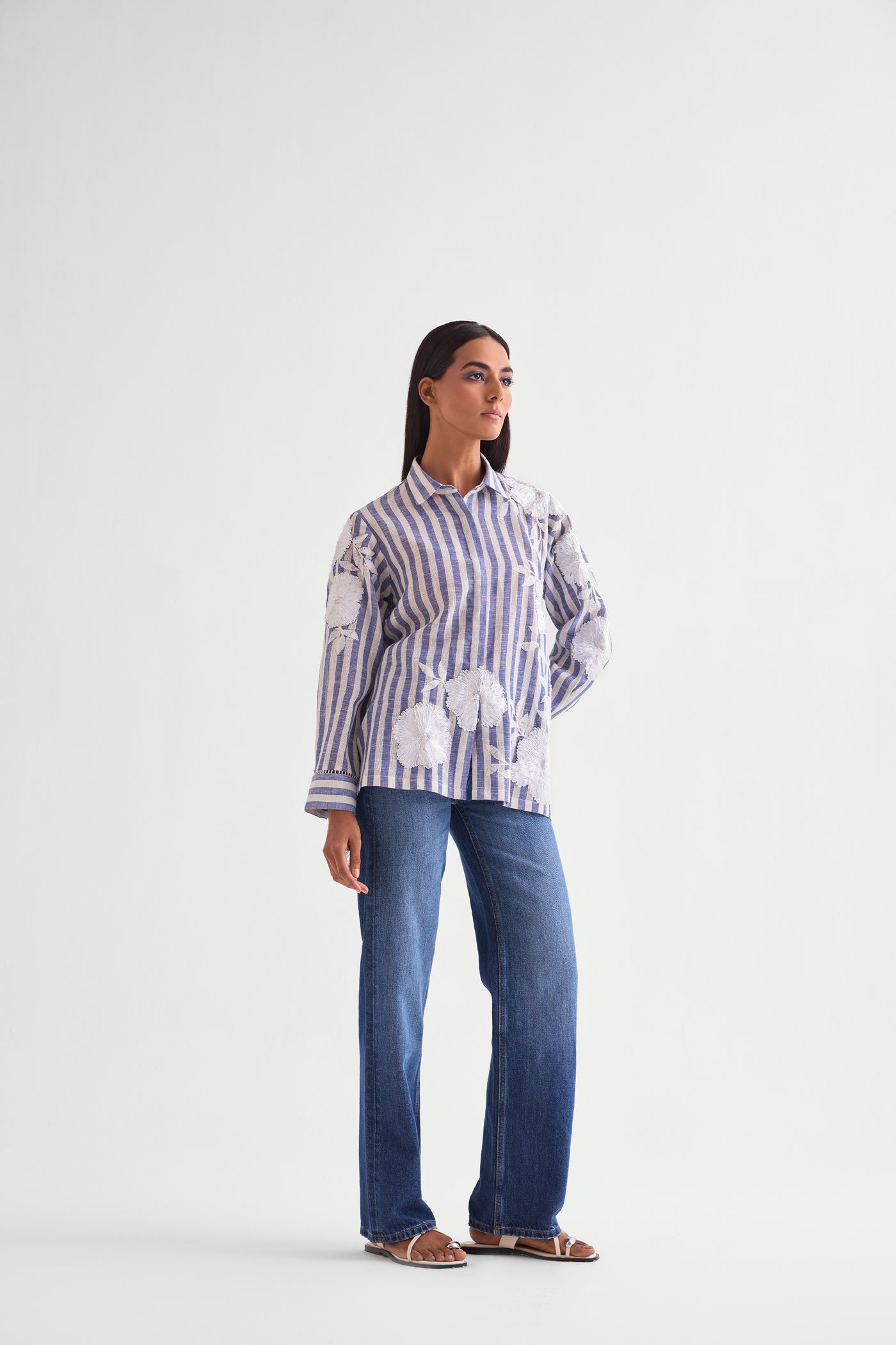 Namrata Joshipura Hazel Stripe Shirt indian designer wear online shopping melange singapore
