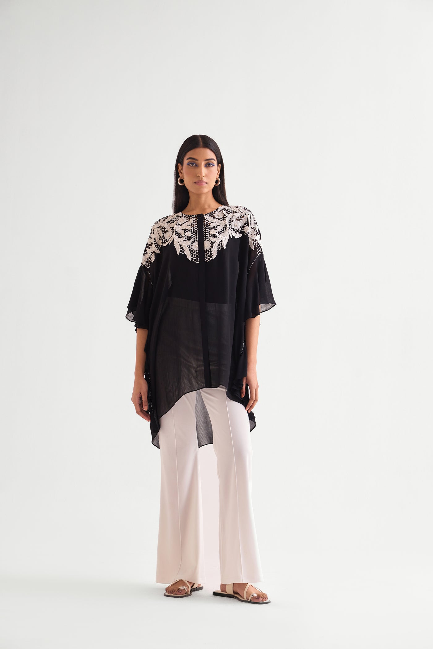 Namrata Joshipura Honey Bee Side Frill Tunic indian designer wear online shopping melange singapore