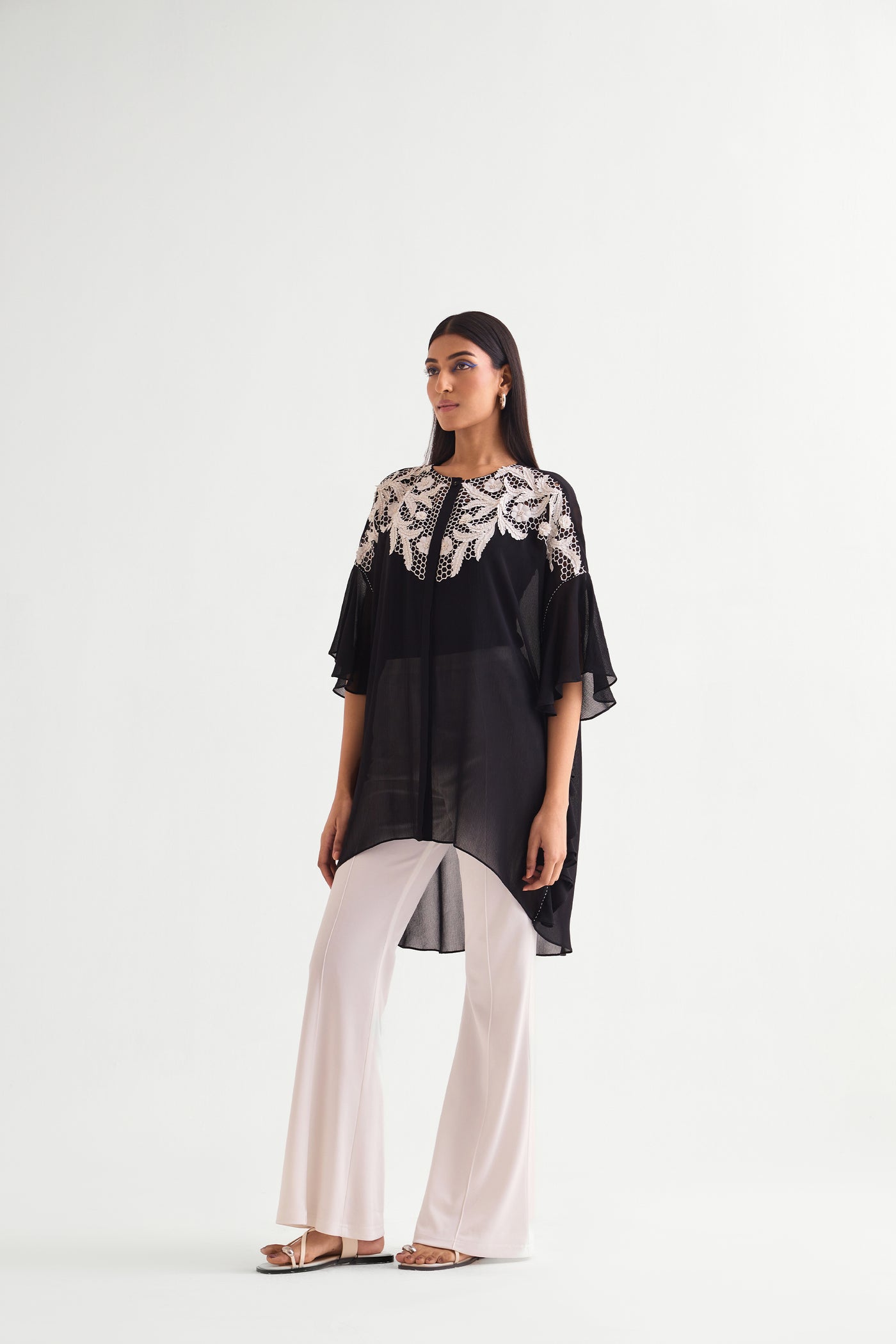 Namrata Joshipura Honey Bee Side Frill Tunic indian designer wear online shopping melange singapore