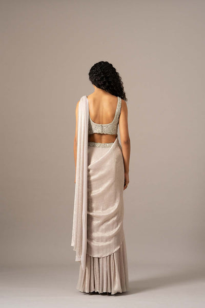 Namrata Joshipura Iris Crusted Blouse With Mermaid Drape Saree indian designer wear online shopping melange singapore 