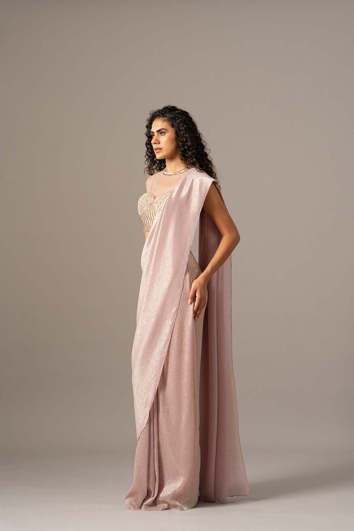 Namrata Joshipura Iris Crusted Blouse With Shimmer Saree indian designer wear online shopping melange singapore 