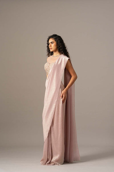 Namrata Joshipura Iris Crusted Blouse With Shimmer Saree indian designer wear online shopping melange singapore 