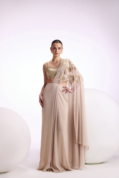 Namrata Joshipura Katniss Shimmer Drape Saree indian designer wear online shopping melange singapore