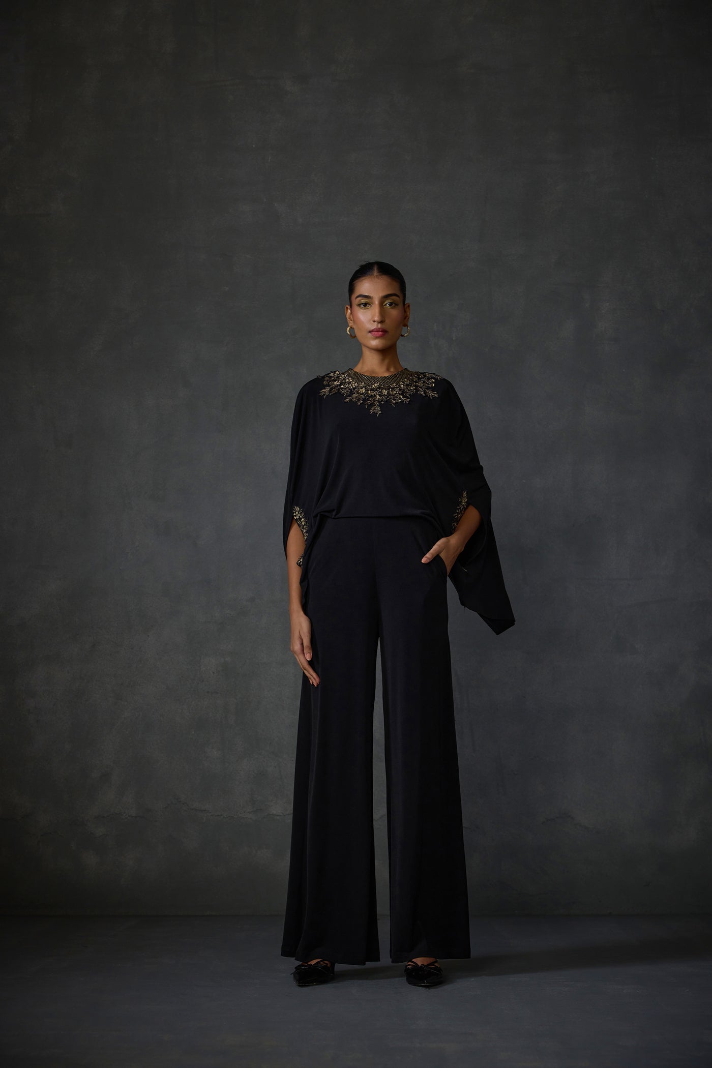 Namrata Joshipura Lattice Cape Style Jumpsuit indian designer wear online shopping melange singapore