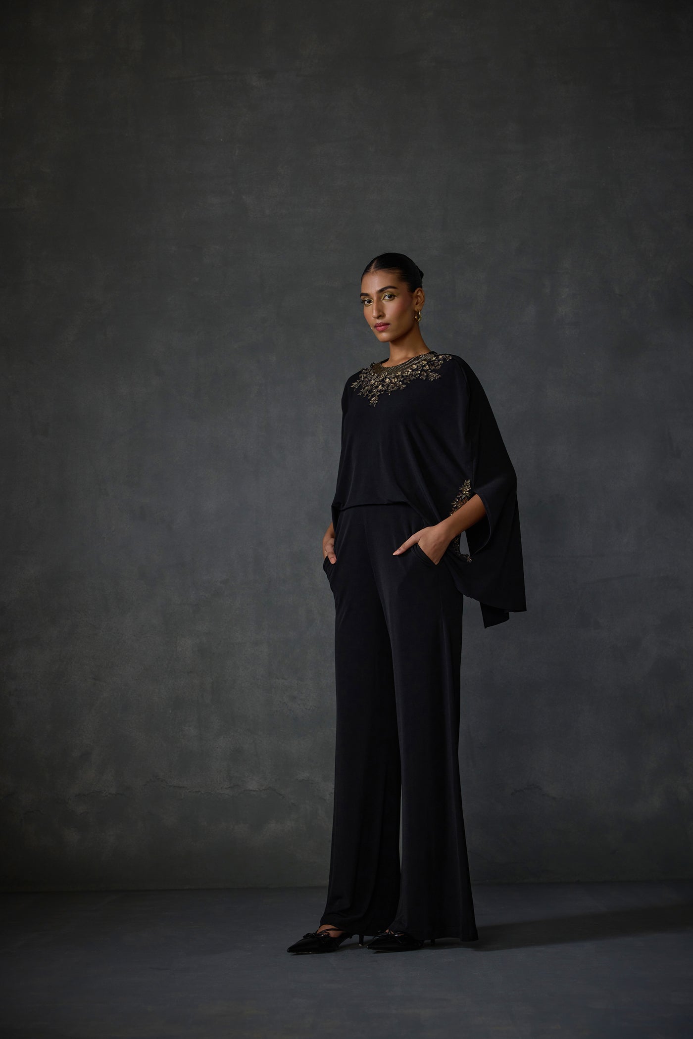 Namrata Joshipura Lattice Cape Style Jumpsuit indian designer wear online shopping melange singapore