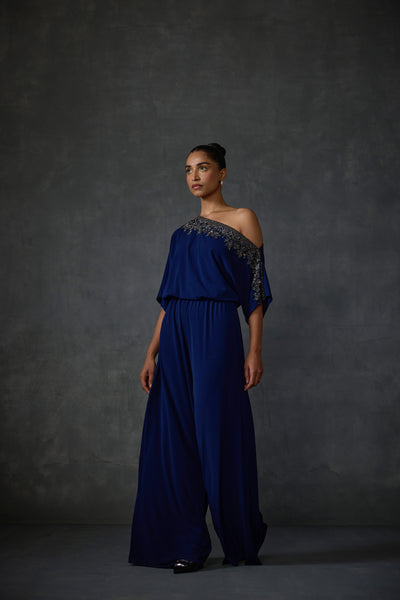 Namrata Joshipura Lattice One Offshoulder Jumpsuit indian designer wear online shopping melange singapore