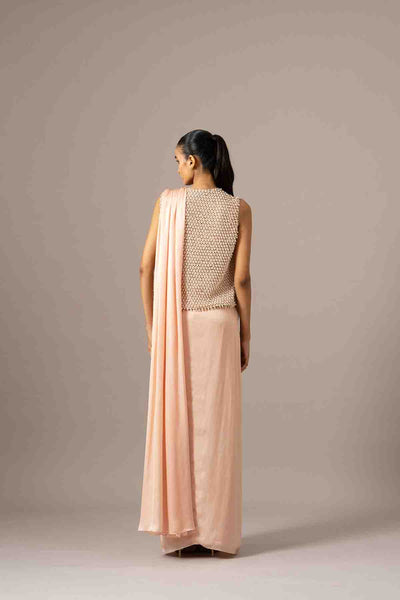Namrata Joshipura Lulu Crusted Blouse With Draped Saree indian designer wear online shopping melange singapore 