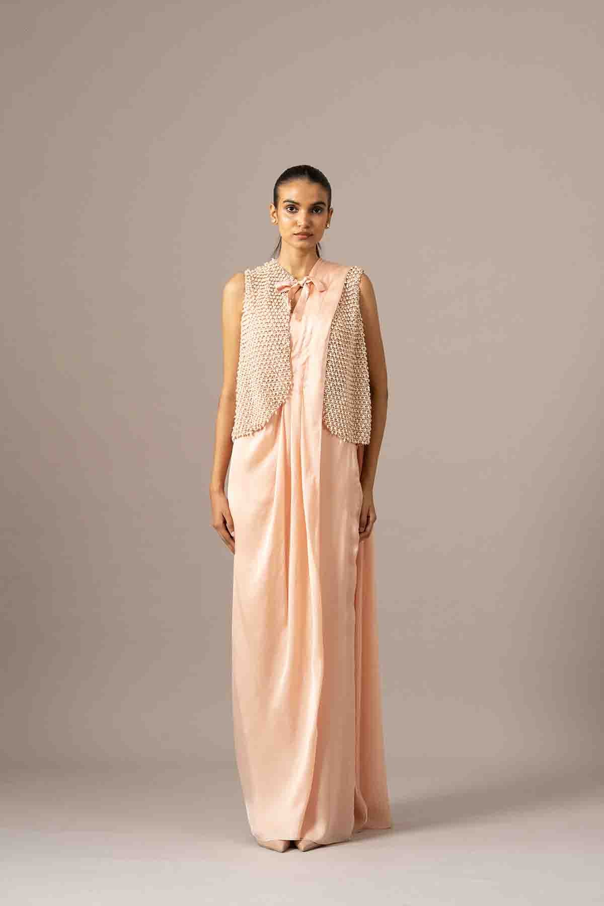 Namrata Joshipura Lulu Crusted Blouse With Draped Saree indian designer wear online shopping melange singapore 