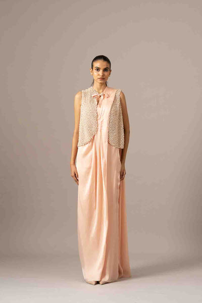 Namrata Joshipura Lulu Crusted Blouse With Draped Saree indian designer wear online shopping melange singapore 