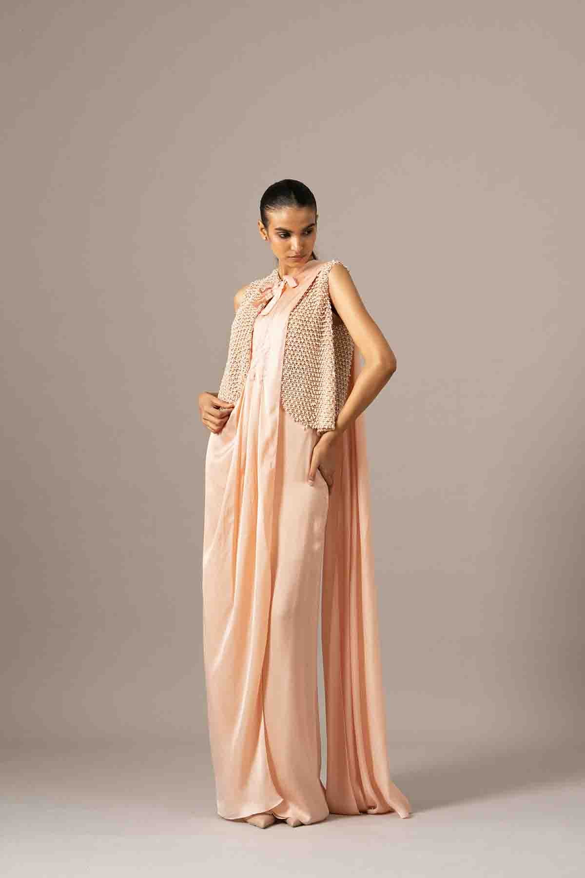 Namrata Joshipura Lulu Crusted Blouse With Draped Saree indian designer wear online shopping melange singapore 