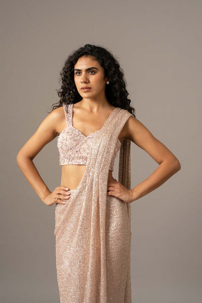 Namrata Joshipura Lumiere Net Saree With Strap Blouse indian designer wear online shopping melange singapore 