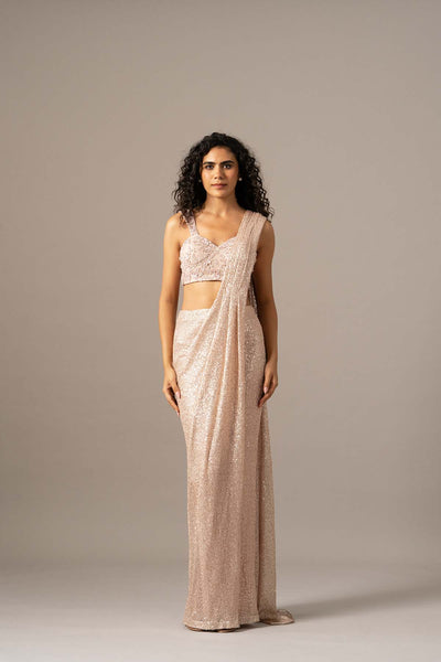 Namrata Joshipura Lumiere Net Saree With Strap Blouse indian designer wear online shopping melange singapore 