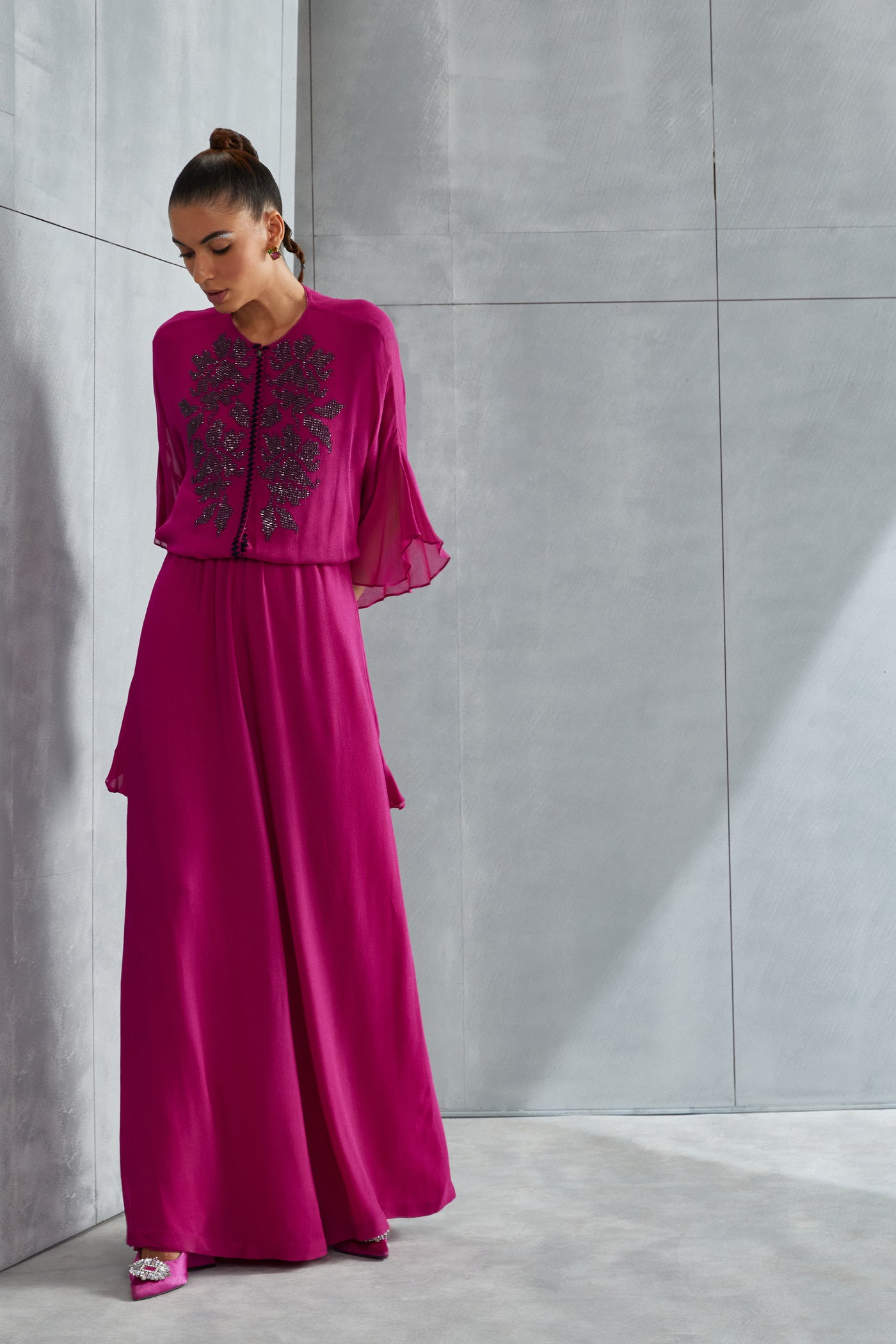 Namrata Joshipura Luna Frill Sleeve Jumpsuit Indian designer wear online shopping melange singapore