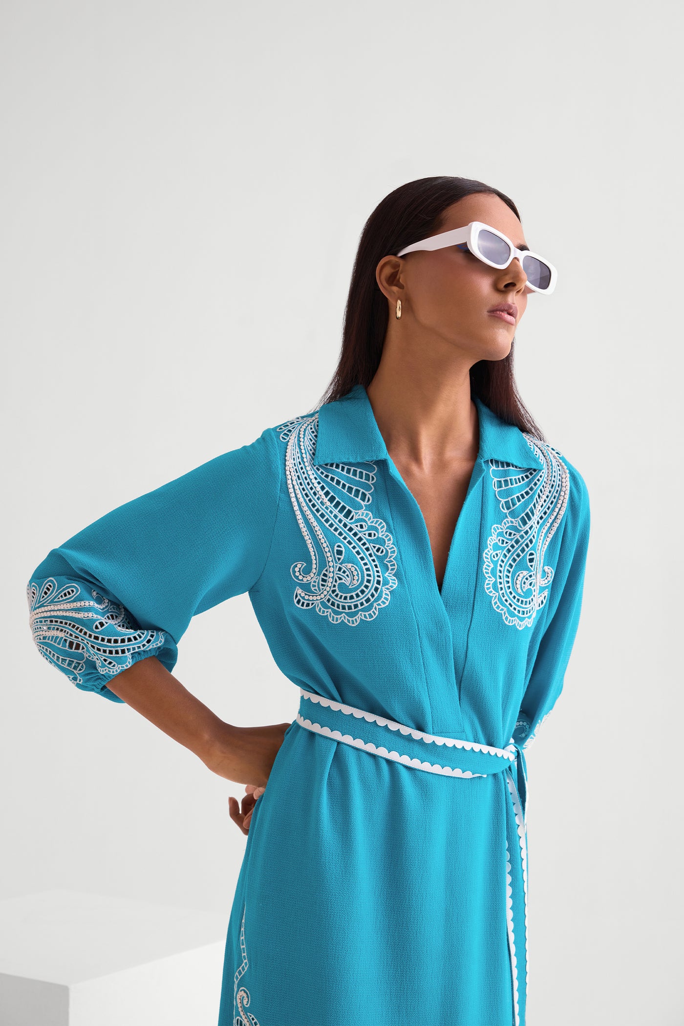 Namrata Joshipura Marina Long Dress With Belt indian designer wear online shopping melange singapore