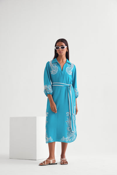 Namrata Joshipura Marina Long Dress With Belt indian designer wear online shopping melange singapore