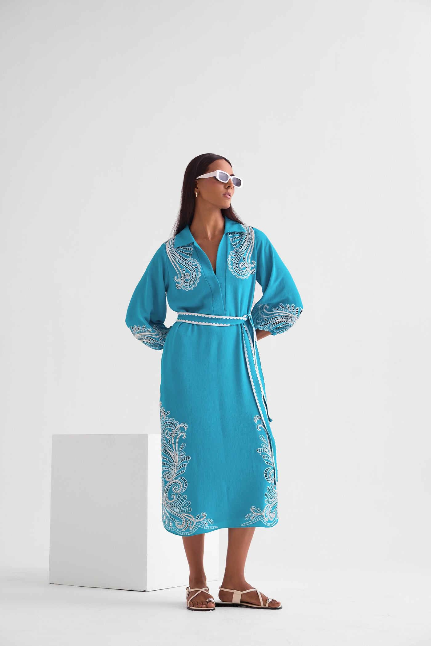 Namrata Joshipura Marina Long Dress With Belt indian designer wear online shopping melange singapore