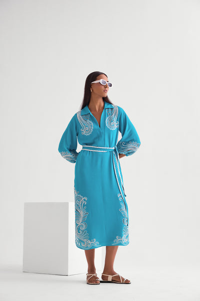 Namrata Joshipura Marina Long Dress With Belt indian designer wear online shopping melange singapore