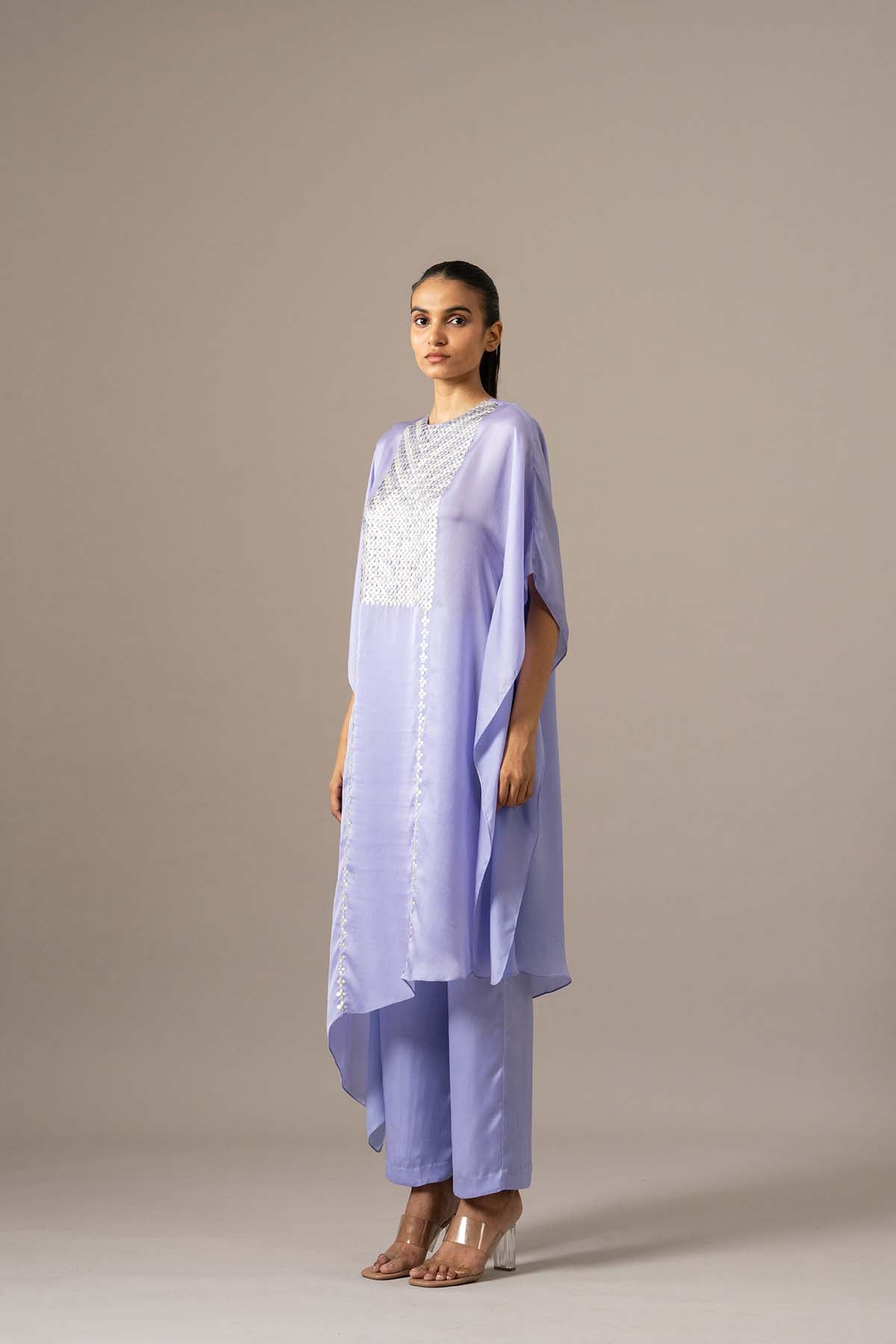 Namrata Joshipura Matrix Yoke Embroidered Kaftan Set indian designer wear online shopping melange singapore 
