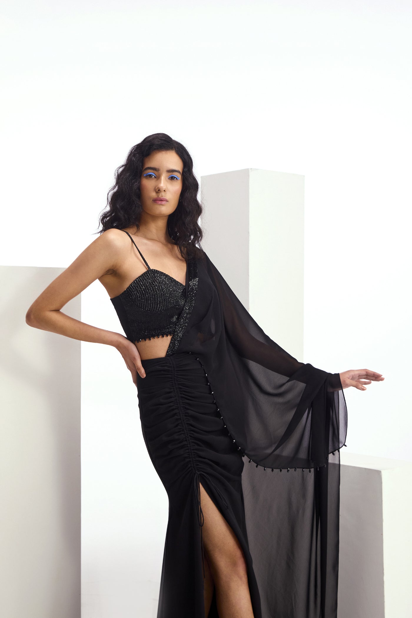 Namrata Joshipura Metallic Cord Drape Saree indian designer wear online shopping melange singapore