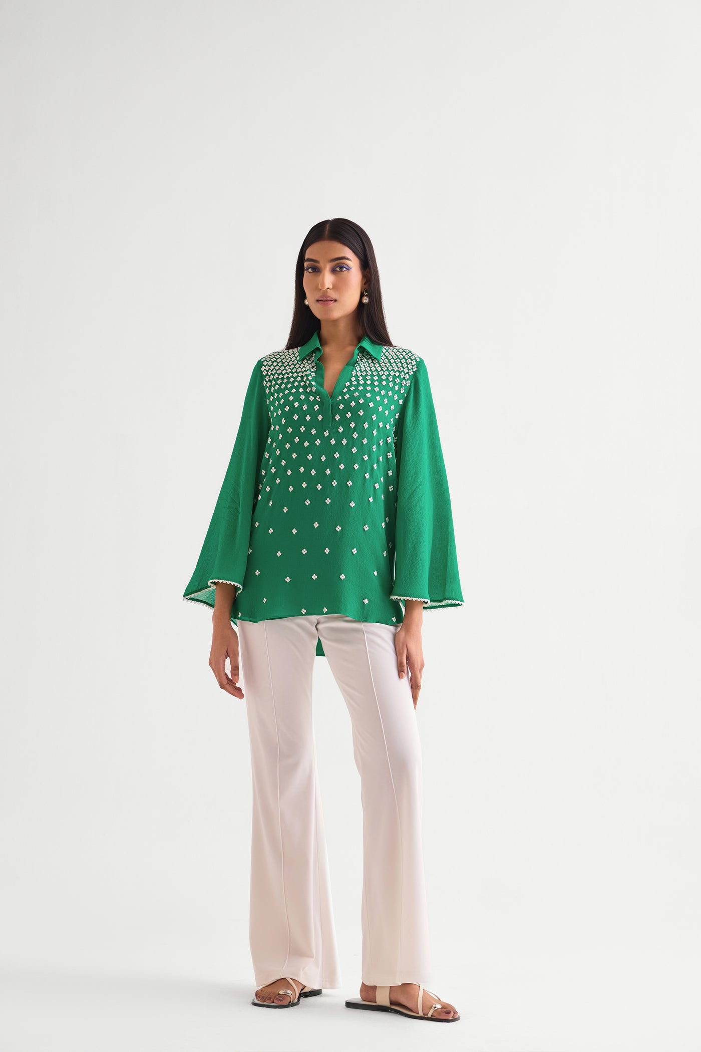 Namrata Joshipura Mila Bell Sleeves Top indian designer wear online shopping melange singapore
