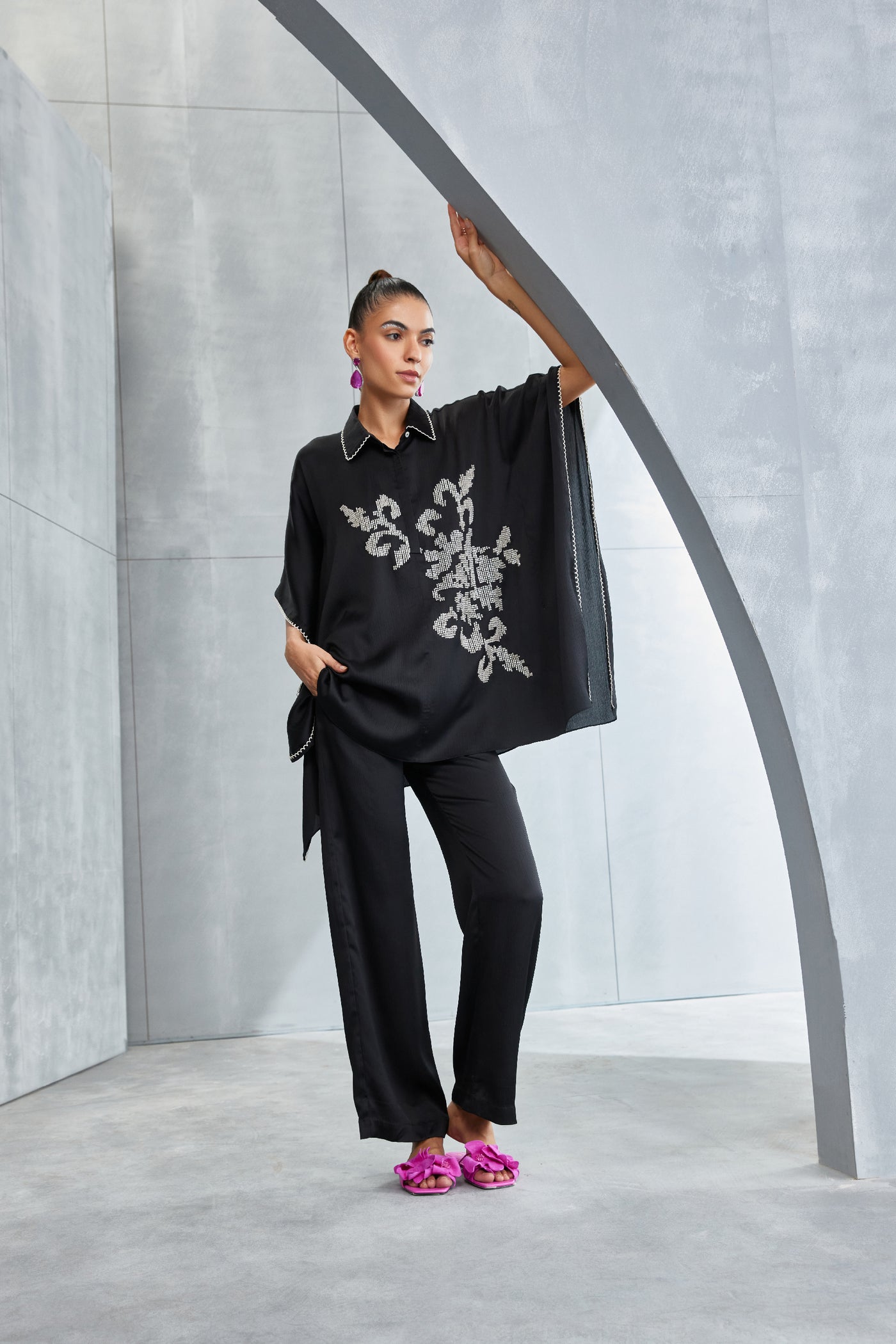 Namrata Joshipura Moon Flower Kaftan Set Indian designer wear online shopping melange singapore