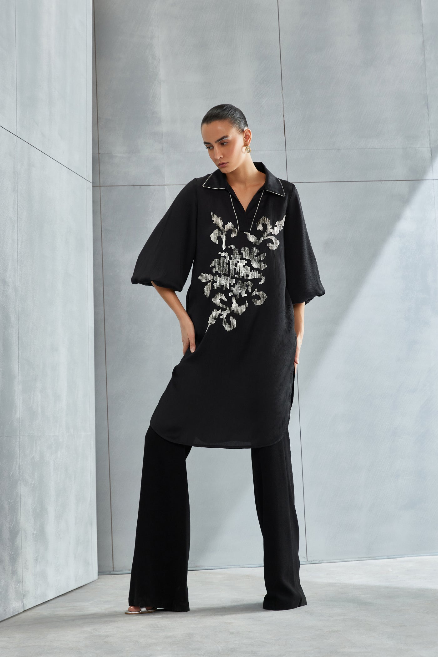 Namrata Joshipura Moon Flower Straight tunic Indian designer wear online shopping melange singapore