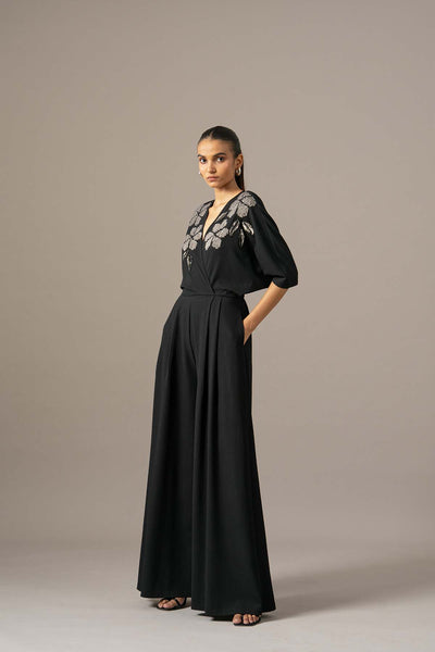 Namrata Joshipura Moonflower Box Pleat Jumpsuit indian designer wear online shopping melange singapore 