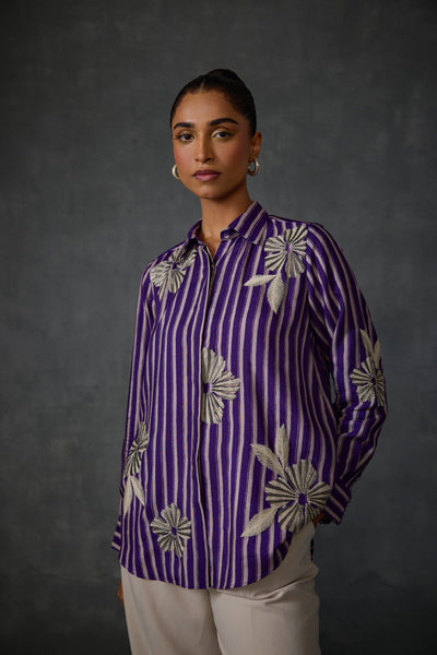 Namrata Joshipura Moonwilt Stripes Shirt indian designer wear online shopping melange singapore