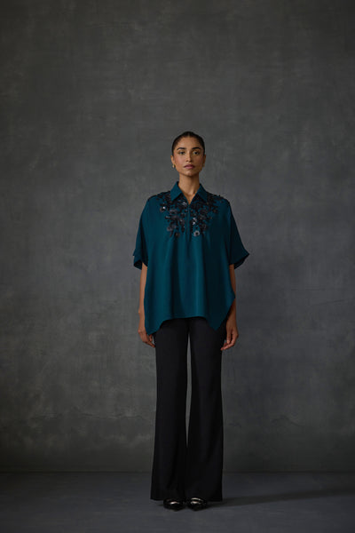 Namrata Joshipura Paillette Blossom Zipper Top indian designer wear online shopping melange singapore
