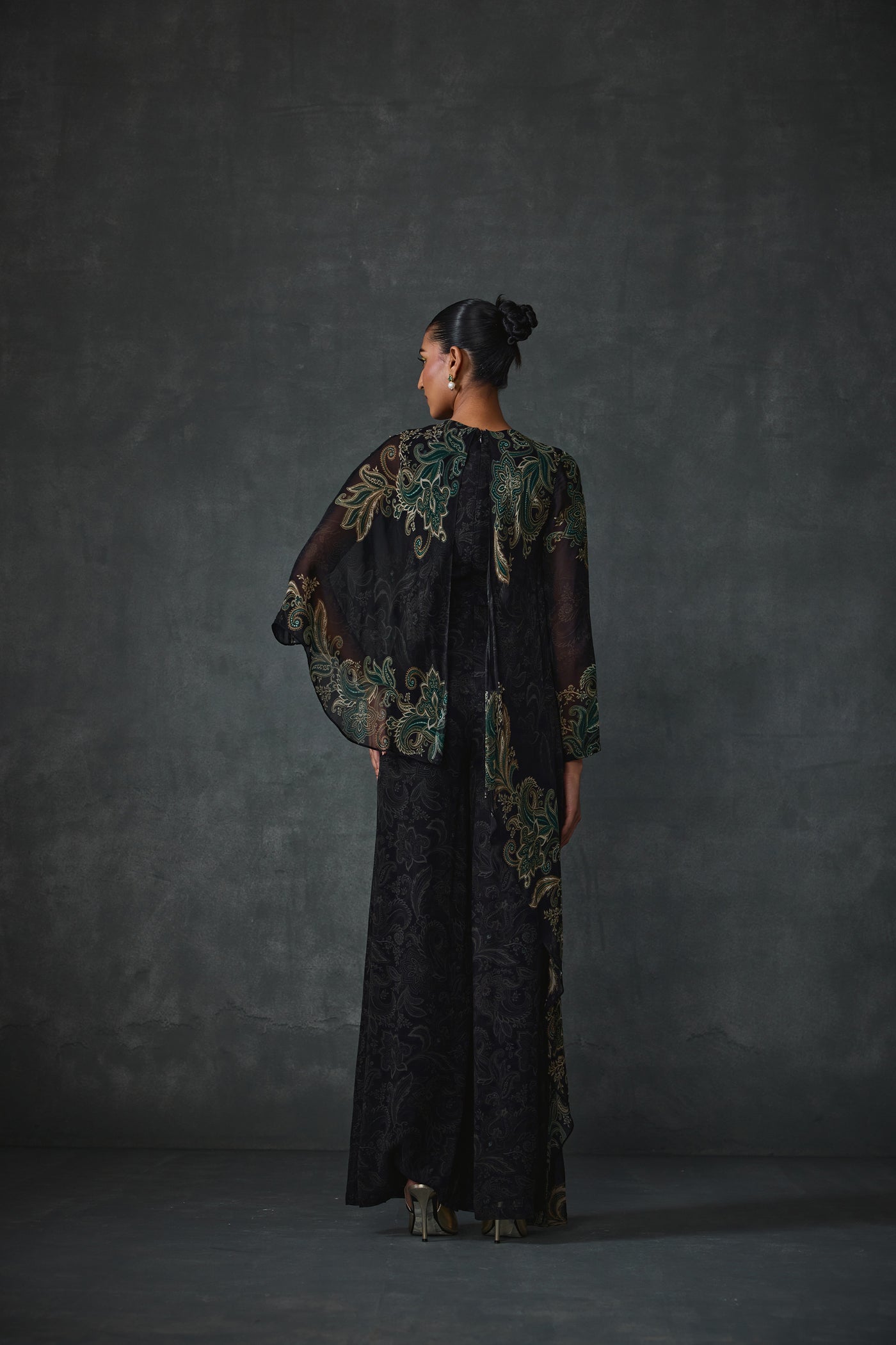 Namrata Joshipura Paisley Cape Style Jumpsuit indian designer wear online shopping melange singapore