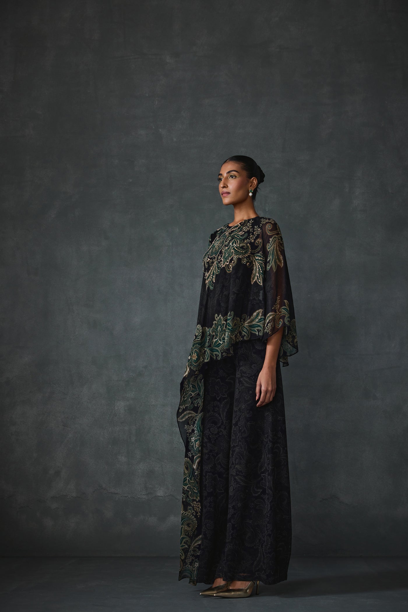 Namrata Joshipura Paisley Cape Style Jumpsuit indian designer wear online shopping melange singapore