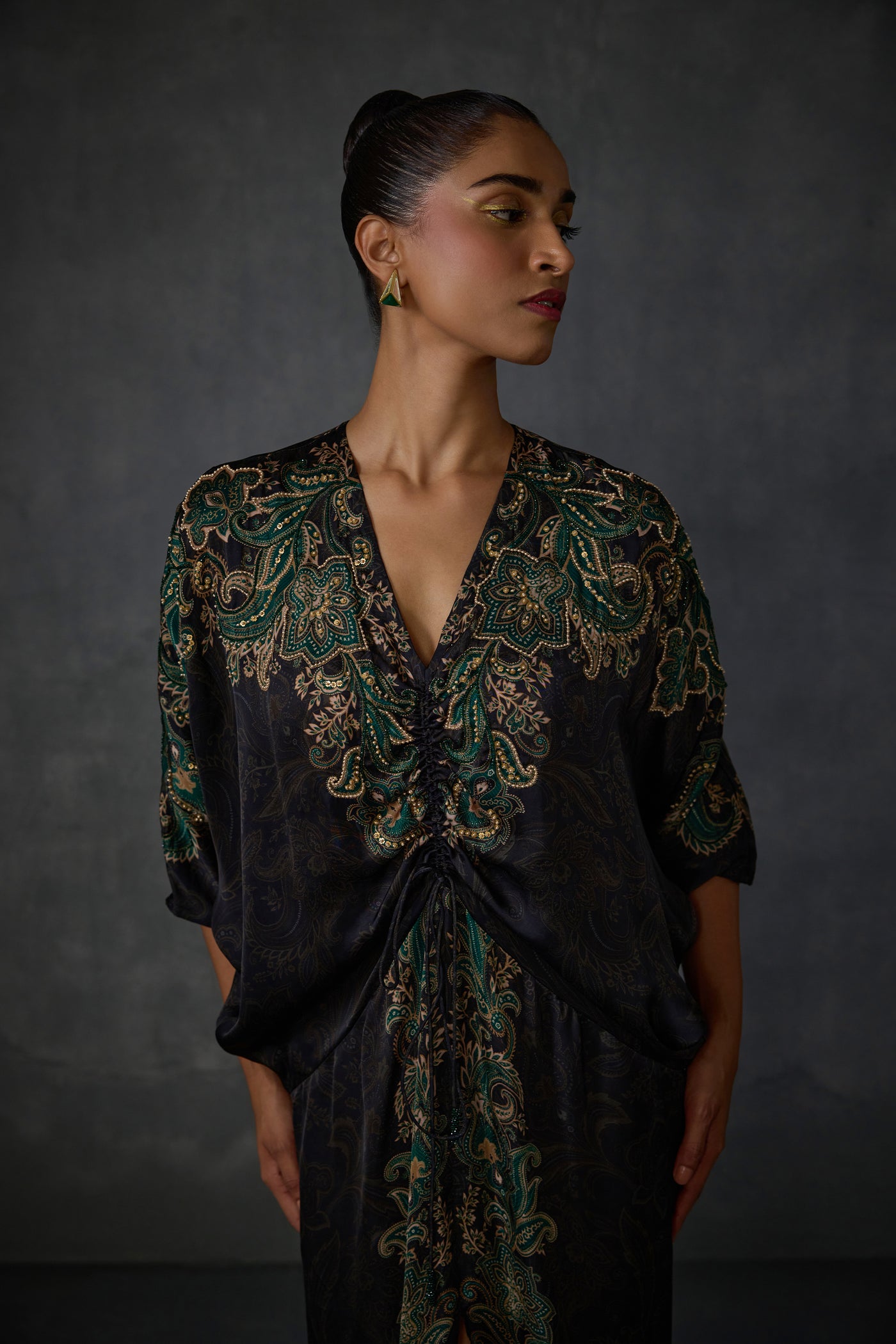 Namrata Joshipura Paisley Drawstring Dress indian designer wear online shopping melange singapore
