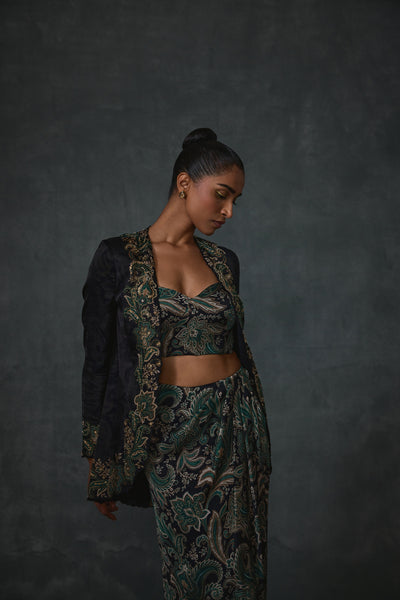 Namrata Joshipura Paisley Jacket And Skirt Set indian designer wear online shopping melange singapore