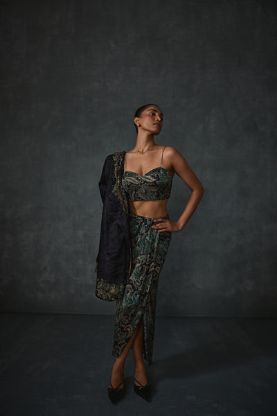 Namrata Joshipura Paisley Jacket And Skirt Set indian designer wear online shopping melange singapore