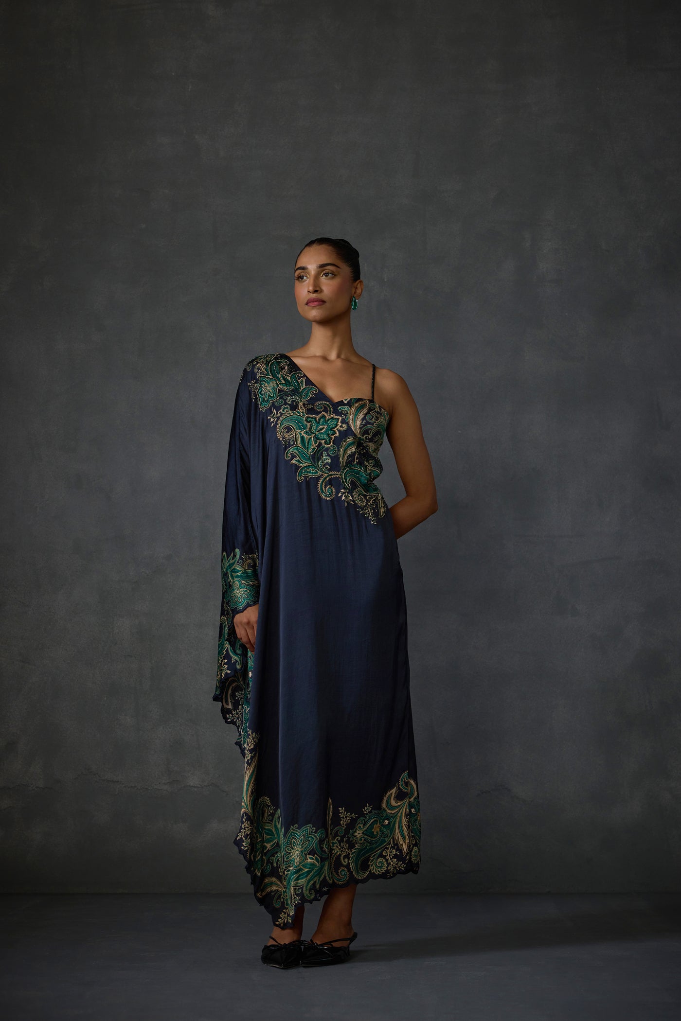 Namrata Joshipura Paisley One Offshoulder Dress indian designer wear online shopping melange singapore