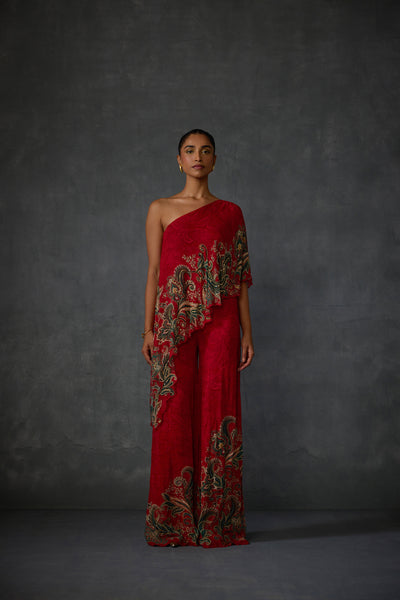 Namrata Joshipura Paisley One Offshoulder Jumpsuit indian designer wear online shopping melange singapore