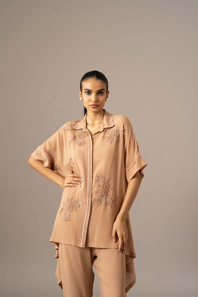 Namrata Joshipura Palm Leaf Front Open Handkerchief Tunic indian designer wear online shopping melange singapore 
