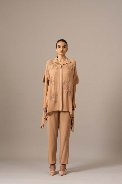 Namrata Joshipura Palm Leaf Front Open Handkerchief Tunic indian designer wear online shopping melange singapore 