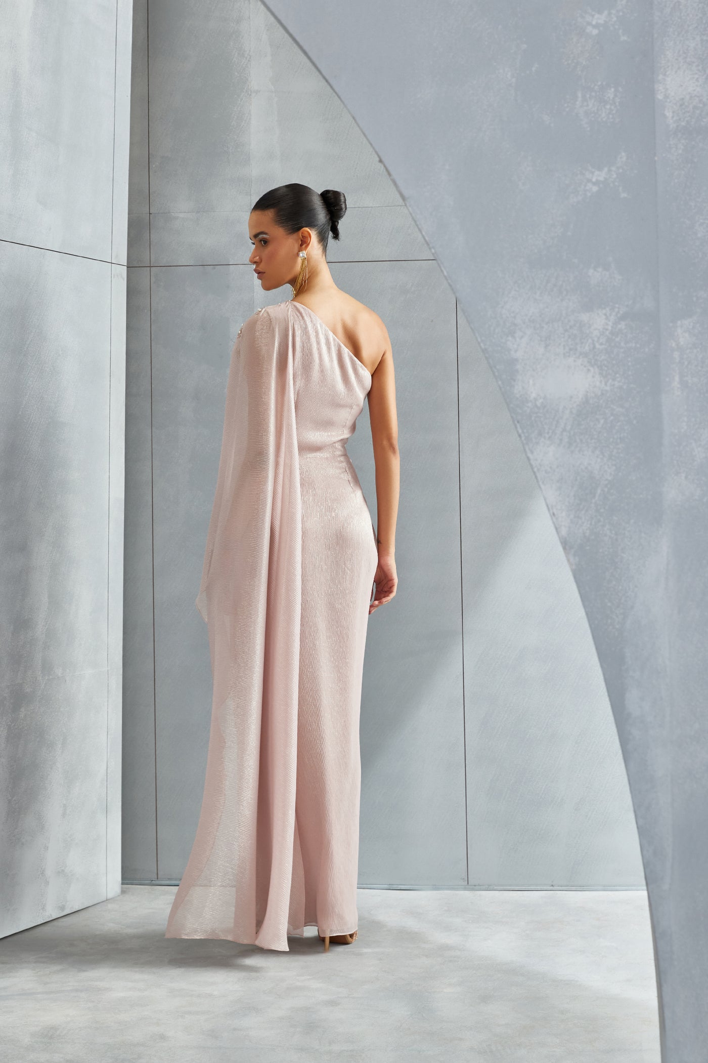 Namrata Joshipura Pearl Drop One Off Shoulder Gown Indian designer wear online shopping melange singapore