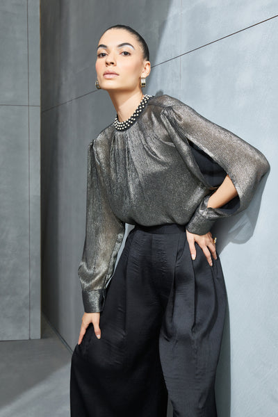 Namrata Joshipura Pearl Drop Split Sleeve Top Indian designer wear online shopping melange singapore