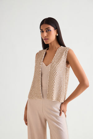 Namrata Joshipura Pearl Drops Jacket With Jumpsuit Set indian designer wear online shopping melange singapore